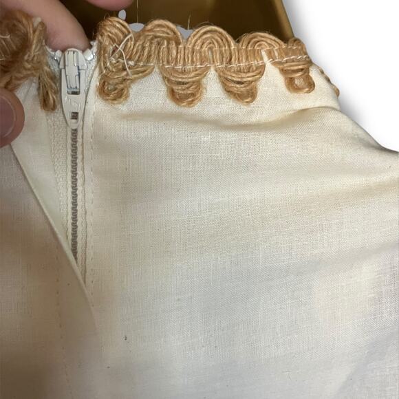 Ultra-Rare 1960s Made-In-California Prairie Maxi Cream-Blue Ric-Rac + Tag - Picture 10 of 13